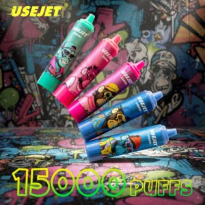 USEJET 15000 devices in five colors on a graffiti-style catalog background